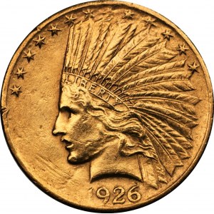 USA - 10 dolarów 1926 - Indian Head - Filadelfia - Au 900, 16,76 g.