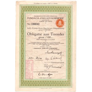 Obligacja - Fundacja Zakłady Kórnickie - 100 guldenów 1929 (Kórnik k. Poznania)