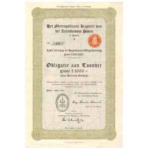 Obligacja - Arcybiskupstwo Posen (Poznań) - 1000 guldenów 1928