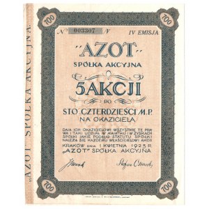 AZOT Spółka Akcyjna - Em. IV -Kraków - 5 x 140 mkp 1923