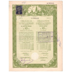 Obligacja 4 % Pożyczki Konwersyjnej Stoł. Król. Miasta Krakowa - 10 złotych 1929