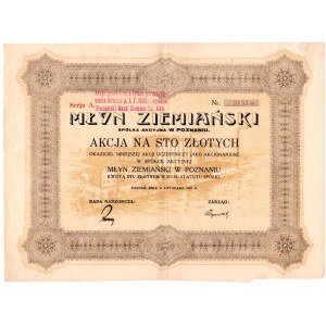 Młyn Ziemiański Spółka Akcyjna w Poznaniu - 100 złotych 1927