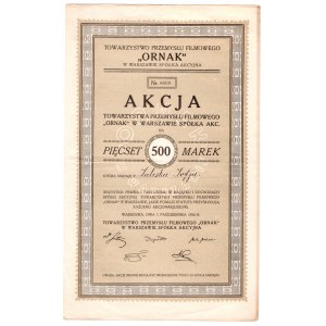 Towarzystwo Przemysłu Filmowego ORNAK w Warszawie S.A., - 500 marek 1920 - imienna