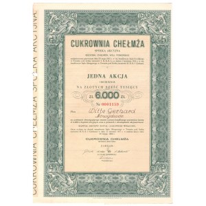Cukrownia CHEŁMŻA S.A., - 6000 złotych 1937