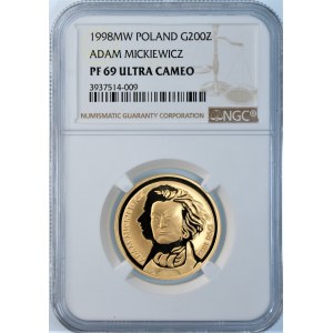 200 złotych 1998 Adam Mickiewicz - NGC PF69 Ultra Cameo