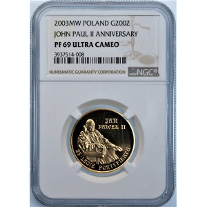 200 złotych 2003 - Jan Paweł II 25-lecie Pontyfikatu - NGC PF69 Ultra Cameo