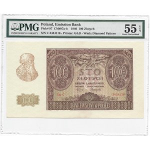 100 złotych 1940 - seria C - PMG 55 EPQ