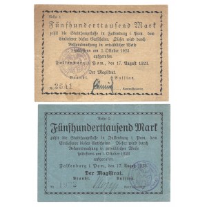 Falkenburg (Złocieniec) - zestaw 2 dwóch notgeldów 500.000 marek 1923