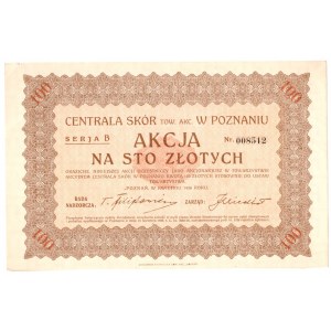 Centrala Skór - Tow. Akc. w Poznaniu - 100 złotych 1926