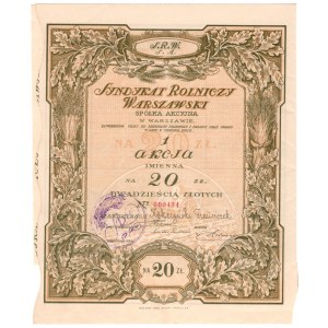 Syndykat Rolniczy Warszawski - 20 złotych 1926 - imienna
