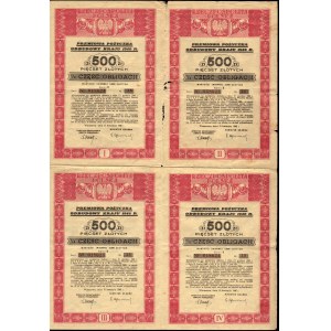 Premiowa Pożyczka Odbudowy Kraju 1946 r., - 4 x 500 złotych 1946
