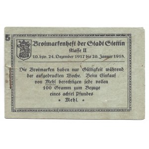 Stettin ( Szczecin) książeczka z kartkami na chleb 1917/1918
