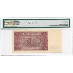 5 złotych 1948 - A 000000 - WZÓR - RZADKOŚĆ - PMG 66 EPQ