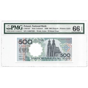 Miasta Polskie - Gniezno - 500 złotych 1990 - A - PMG 66 EPQ