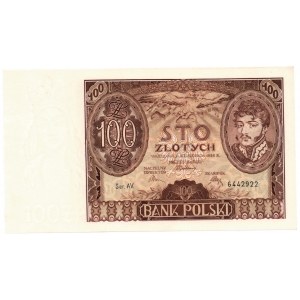 100 złotych 1934 - seria AV - dwie kreski w znaku wodnym na dole marginesu