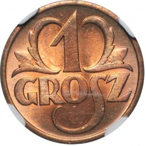 1 grosz 1938 - Warszawa - NGC MS 65 RB