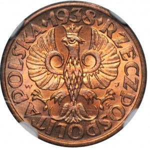1 grosz 1938 - Warszawa - NGC MS 65 RB