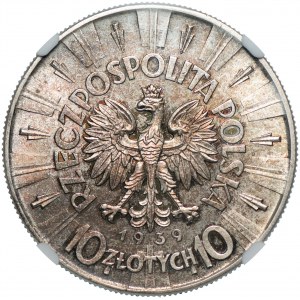 10 złotych 1939 - Piłsudski - NGC UNC Details