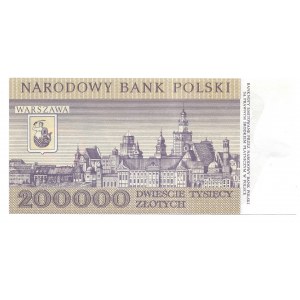 200.000 złotych 1989 - seria P - ciekawy niski numer seryjny 000400