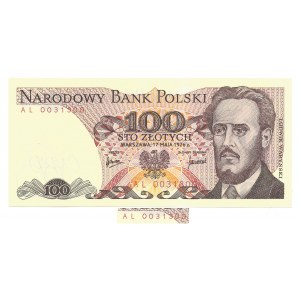 100 złotych 1976 - seria AL - numeracja 0031300 RADAR