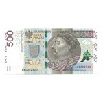 500 złotych 2016 - Jan III Sobieski - seria AA niski numer seryjny 0002520