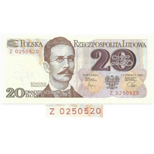 20 złotych 1982 - seria Z - ostania jednoliterowa - RADAR 0250520