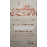 Józef Stasiński - Medal Jubileuszowy z okazji 40-lecia powstania PGR za wybitny wkład pracy...