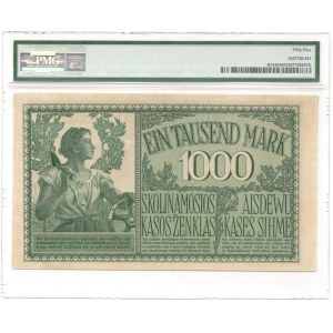 KOWNO - 1000 marek 1918 - A - PMG 55 - numeracja siedmiocyfrowa, podpisy zielone
