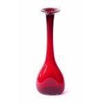 Giant glass vase with slender neck - HS Tarnowiec - Ruby.