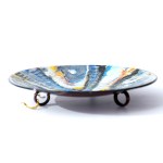 Enamel platter on three legs - Enamel Olkusz