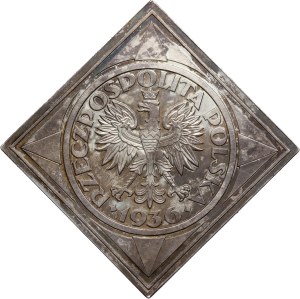 II RP, 5 złotych 1936, Warszawa, Żaglowiec, PRÓBA, klipa, stempel lustrzany