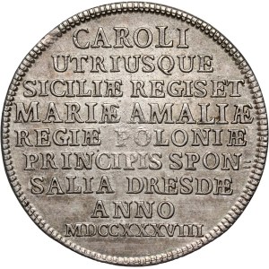 August III, 2/3 talara (gulden) zaślubinowe 1738, Drezno