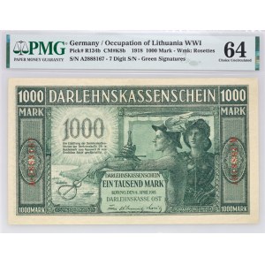Banknoty niemieckich władz okupacyjnych, Darlehnskasse Ost, 1000 marek 4.04.1918, Kowno, seria A