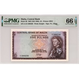 Malta, Elżbieta II, 5 funtów 1967 (ND 1968)