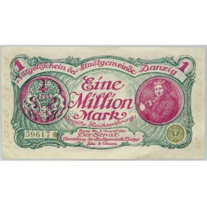 Wolne Miasto Gdańsk, 1000000 marek, 8.08.1923, numeracja 5-cyfrowa ❉