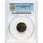 Wolne Miasto Gdańsk, 1/2 guldena 1927, Berlin, Koga, stempel lustrzany