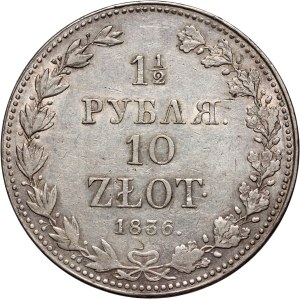 Zabór rosyjski, Mikołaj I, 1 1/2 rubla = 10 złotych 1836 MW, Warszawa