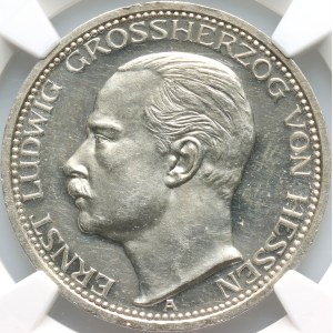 Germany, Hesse-Darmstadt, Ernest Ludwig, 3 Mark 1910 A, Berlin, PROOF