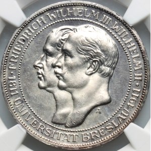 Germany, Prussia, Wilhelm II, 3 Mark 1911 A, 100 years University of Wroclaw, PROOF
