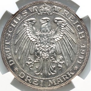 Germany, Prussia, Wilhelm II, 3 Mark 1911 A, 100 years University of Wroclaw, PROOF