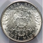 Niemcy, Badenia, Fryderyk I, 2 marki pośmiertne 1907, Karlsruhe