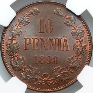 Finland, Nicholas II, 10 Pennia 1898, Helsinki