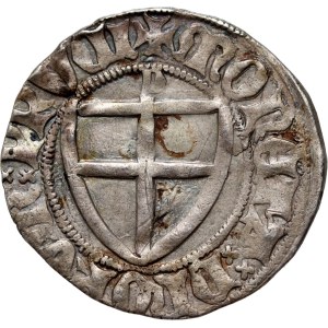 Zakon Krzyżacki, Henryk I von Plauen 1410-1414, szeląg, z literą D nad tarczą, Gdańsk