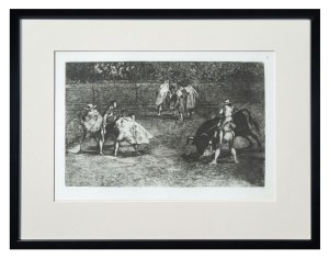 Francisco Goya, Picador na ramionach asystenta przebijający byka, z cyklu 