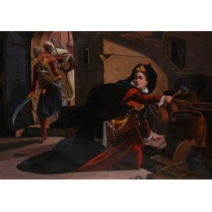 Istvan Szkicsak - Klinovszky, Scena w prochowni, Pest, ok. 1860 r.
