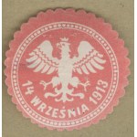 11 Fundraising stamp—September 14, 1913 [50th anniversary of 1863], red-and-white print,