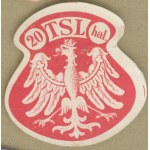 12 Fundraising Badge - TSL, Eagle, 20h, red-and-white print,