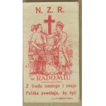 12 Fundraising stamp—Radom, N.Z.R., “From our toil and that of others, Poland rises to live!” Lit. Trzebiński, Radom, red-and-white print,