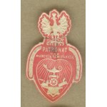 14 Fundraising badge — Patronage of Young Artisans, red and white, embossed,