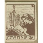 14 Fundraising badge — Warsaw, W.T.D. Reading Rooms, bronze and white,